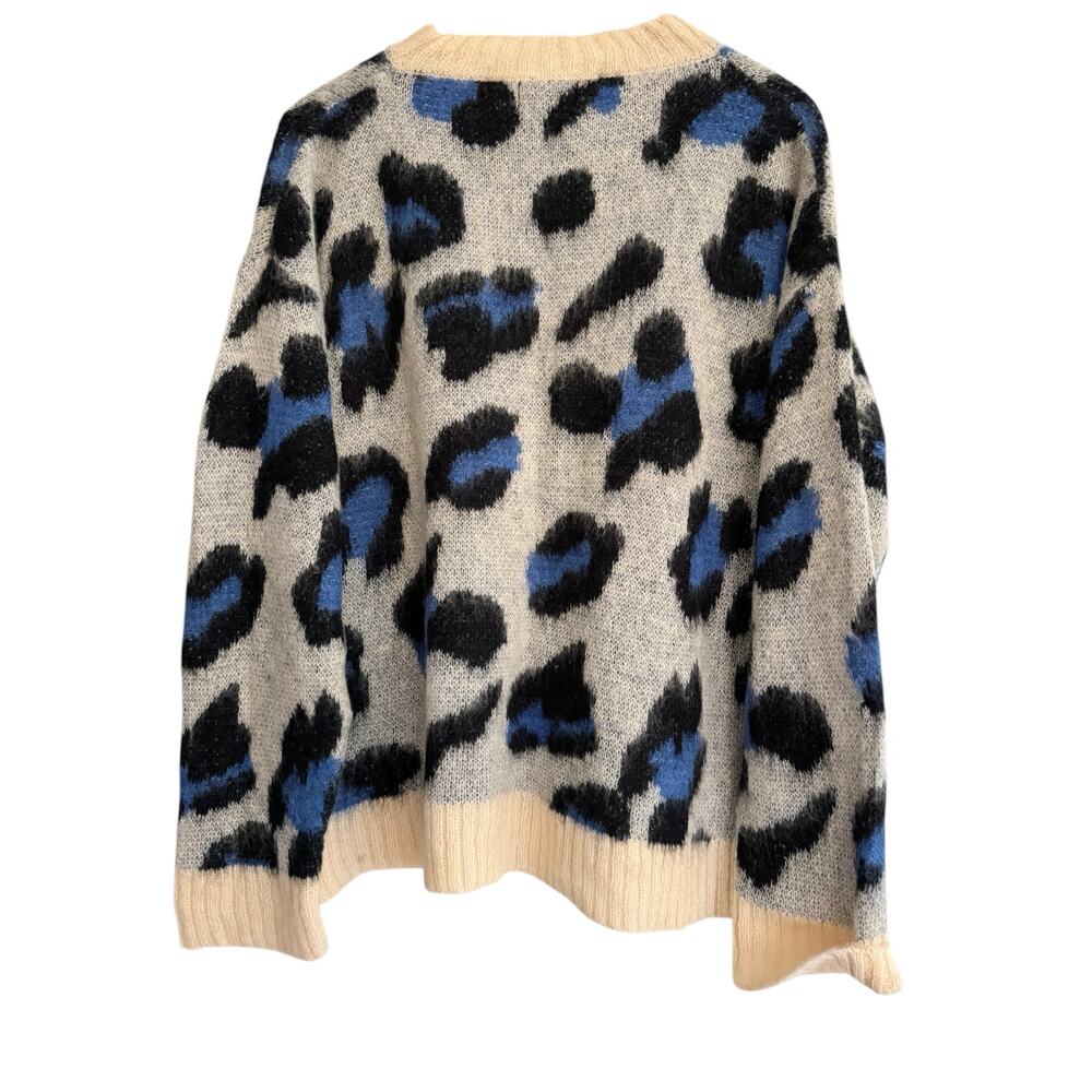 The Korner S/M Blue Animal Leopard Mohair Wool Blend Sweater Cozy Pullover Soft - Picture 7 of 7